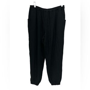 NWT Umgee Linen Blend Pull On Jogger Style Pants with Pockets in Black - XL